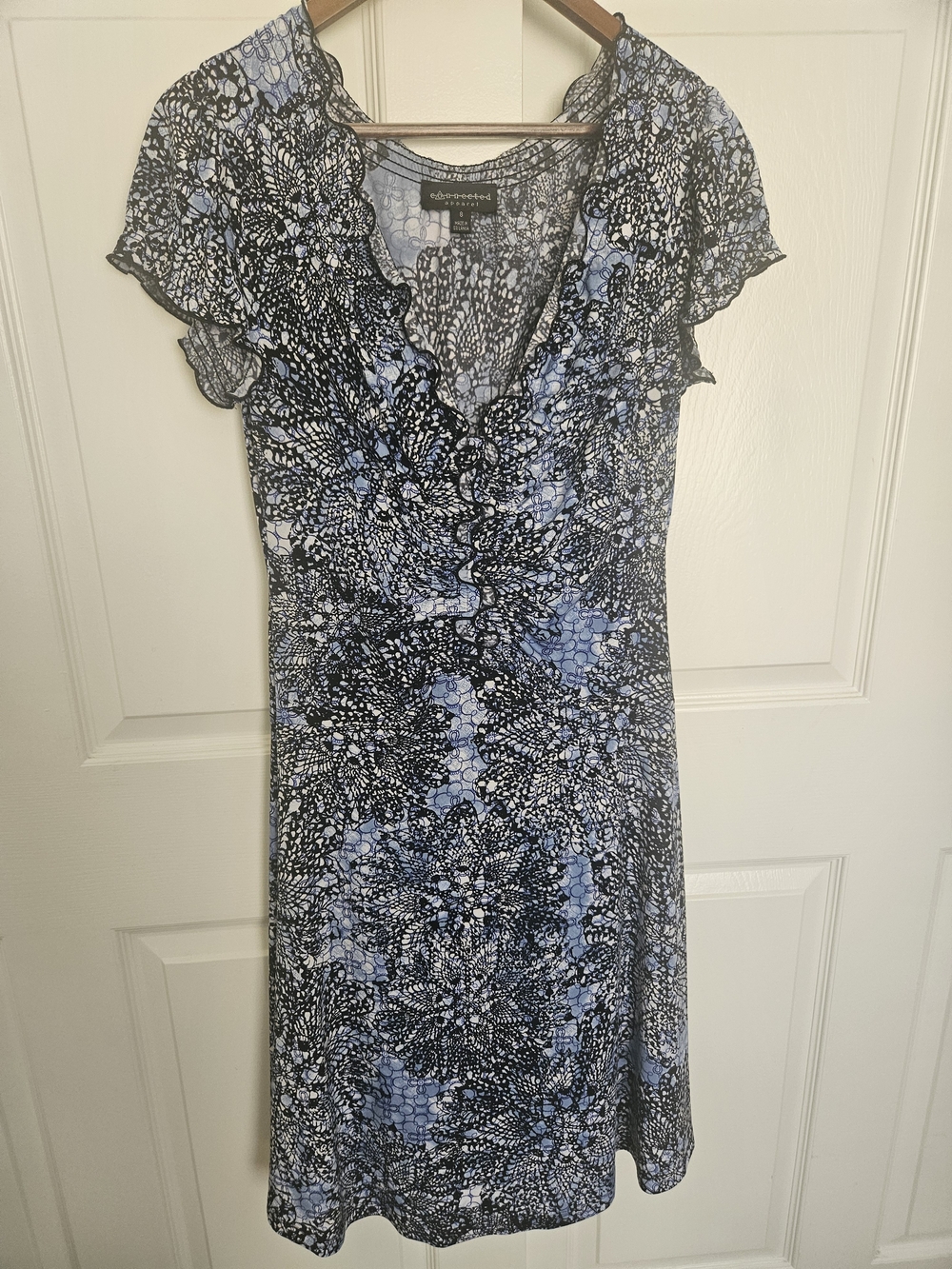 Blue & Black Floral Stretch Dress